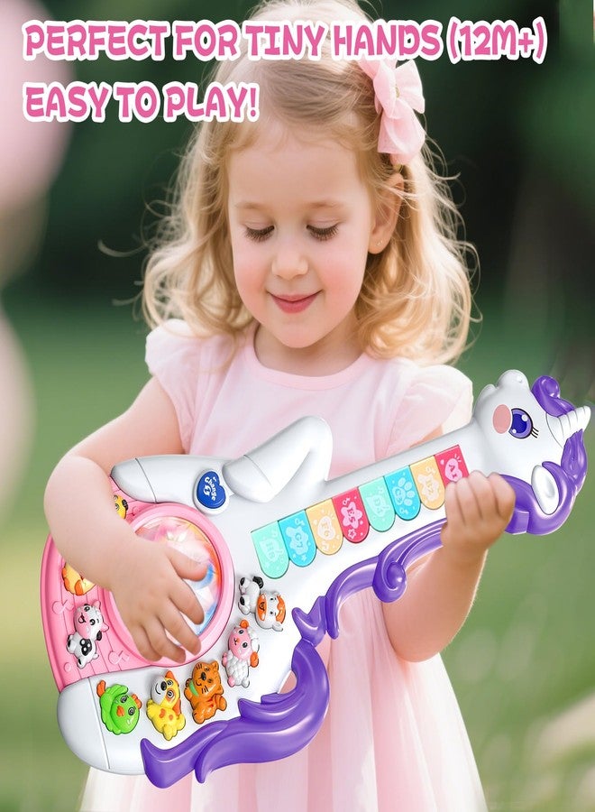 Ynanimery Kids Guitar, Kids Musical Instruments Toy for Child Toddler Boys Girls, Unicorn Guitar Toy with Animal Sounds & Music & Lights for 3 4 5 Year Old Girls Boys Birthday - Image 2